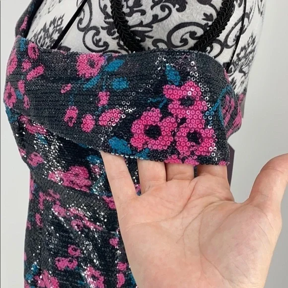 Wayf Janet Sequined Off-the-shoulder Mini Dress floral sparkly peekaboo cutout - Picture 10 of 14